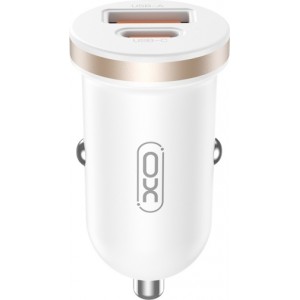 XO car charger CC56 PD 30W QC 1x USB 1x USB-C white