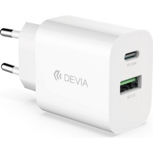 Devia wall charger Smart PD 1x USB-C 1x USB 20W white