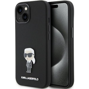 Karl Lagerfeld case for iPhone 15 Plus 6,7" KLHCP15MSMHKNPK black HC SILICONE IKONIK METAL PIN