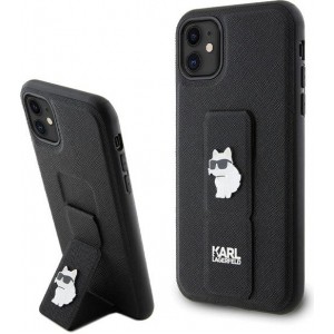 Karl Lagerfeld case for iPhone 11 KLHCN61GSACHPK black HC GRIPSTAND SAFFIANO CHOUPETTE PINS