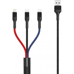 XO NB54 3в1 USB - Lightning + USB-C + microUSB Кабель