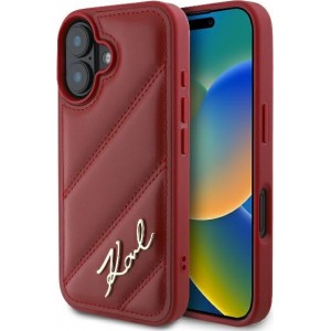 Cg Mobile Sas Karl Lagerfeld case for iPhone 16 6,1" KLHCP16SPQDSMGR red Hard Diagonal Quilted Script