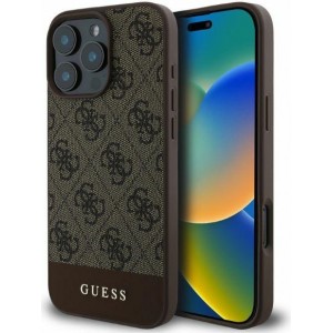 Cg Mobile Sas Guess case for iPhone 16 Pro 6,3" GUHCP16LG4GLBR brown hardcase 4G Bottom Stripe