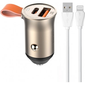 Ldnio C509Q USB, USB-C 30W Car charger + Lightning cable Cable