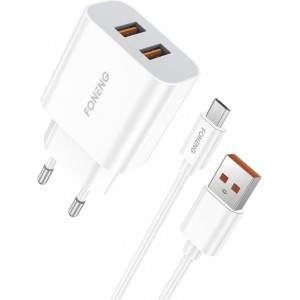 Foneng Fast charger Foneng 2x USB EU45 12W + USB Micro cable