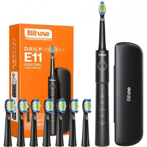 Bitvae Sonic toothbrush with tips set and travel case BV E11 (Black)