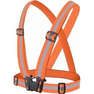 4Kom.pl Reflective harness adjustable reflective vest for bike motorbike running orange