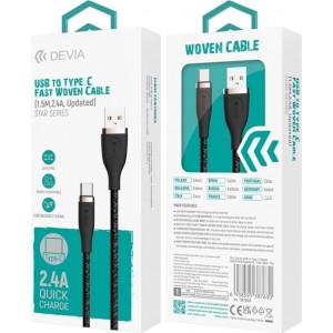 Devia cable Star EC311 USB - USB-C 1,5 m 2,4A black