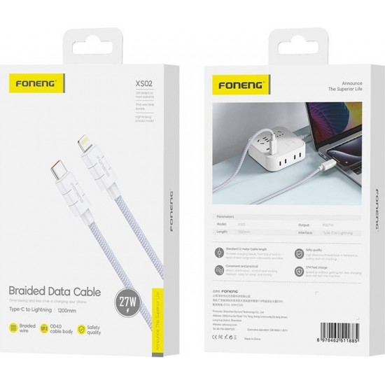 Foneng Cable USB-C do Lightning Foneng XS02 PD27W, 1.2m (fioletowy)