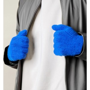 Hurtel Braided telephone gloves with cutouts for fingers - blue