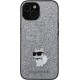 Cg Mobile Sas Karl Lagerfeld case for iPhone 15 6,1" silver hardcase Fixed Glitter Choupette Logo Metal Pin