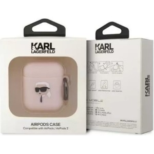 Karl Lagerfeld Protective case for headphones Karl Lagerfeld KLA2RUNIKP for Apple AirPods 1/2 cover pink/pink Silicone Karl Head 3D