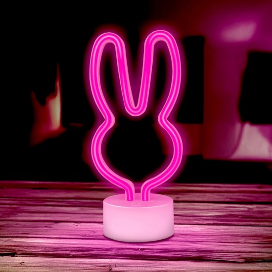 Neon LED on stand RABBIT pink USB-C FSC-10 Forever Light