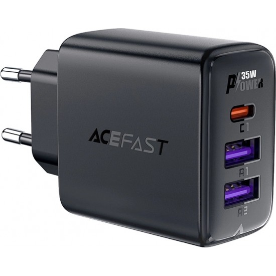 Acefast A57 PD 35W GaN charger 2 x USB-A + USB-C with 3 ports - black