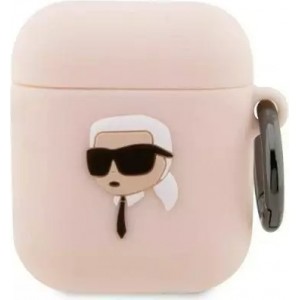 Karl Lagerfeld Protective case for headphones Karl Lagerfeld KLA2RUNIKP for Apple AirPods 1/2 cover pink/pink Silicone Karl Head 3D