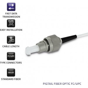 Qoltec Pigtail fiber optic FC/UPC | Singlemode | 9/125 | G657A2 | 2m