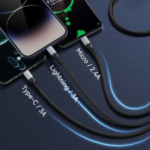 BWOO Fast 3 in 1 USB 3A Charging Cable X274