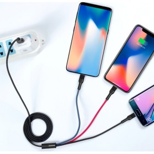 XO NB54 3в1 USB - Lightning + USB-C + microUSB Кабель