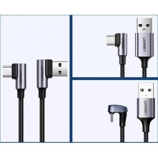 Ugreen angled cable USB - USB Type C Quick Charge 3.0 QC3.0 3 A 0.5 m gray (US176 20855)