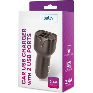 Setty car charger 2x USB 2,4A black