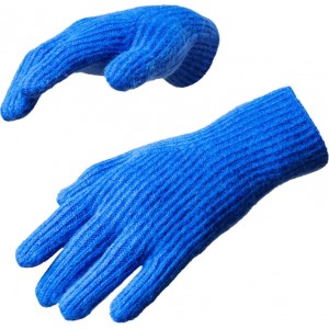 Hurtel Braided telephone gloves with cutouts for fingers - blue