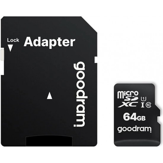 Goodram Microcard 64 GB micro SD XC UHS-I class 10 memory card, SD adapter (M1AA-0640R12)