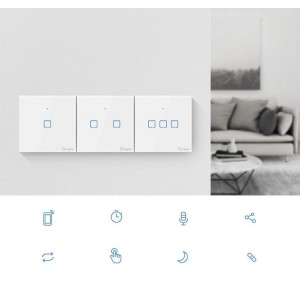 Sonoff T3EU3C-TX three-channel touch Wi-Fi wireless wall smart switches RF 433 MHz black (IM190314020)