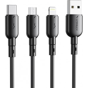 Vipfan USB to USB-C cable VFAN Colorful X11, 3A, 1m (black)