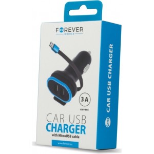 Forever CC-02 car charger 2x USB 3A black with microUSB cable 0,2 m