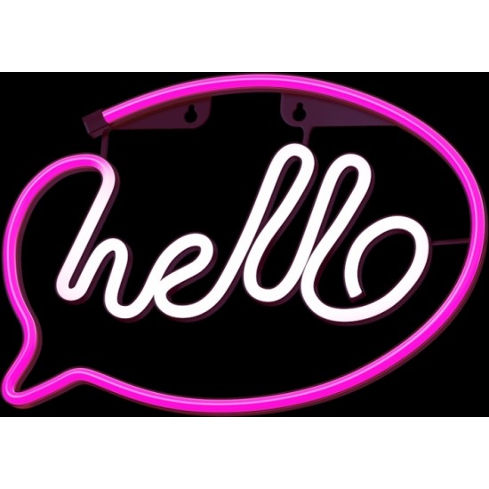 Neon LED Light HELLO pink white Bat + USB FLNE15 Forever Light