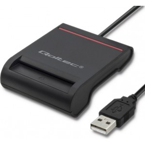 Qoltec Smart ID chip card reader SCR-0642|USB 2.0 + USB-C Adapter