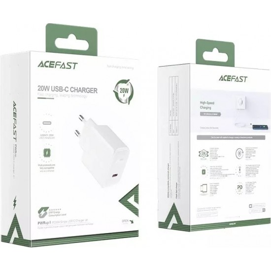 Acefast fast charger USB Type C 20W Power Delivery white (A1 EU white)