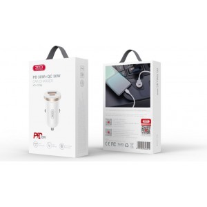 XO car charger CC56 PD 30W QC 1x USB 1x USB-C white