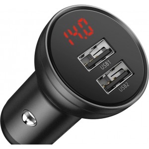 Baseus car charger 2x USB 4.8A 24W with LCD gray (CCBX-0G)