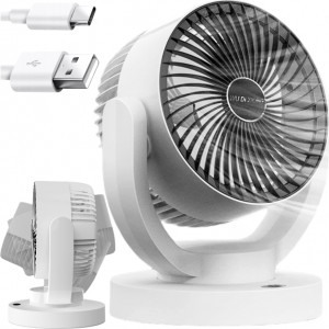 4Kom.pl Small Fan Mini Desk Fan Portable Wireless Silent White