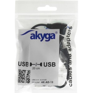 Akyga Hub USB AK-AD-13 2.0 4 ports black 15cm