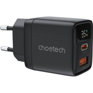 Choetech Wall charger GAN3 USB-A+C PD35W Choetech PD6052 Display (black)