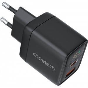 Choetech Wall charger GAN3 USB-A+C PD35W Choetech PD6052 Display (black)