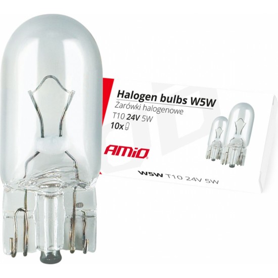 Amio Halogen bulbs W5W T10 5W W2.1x9.5d 24V 10pcs