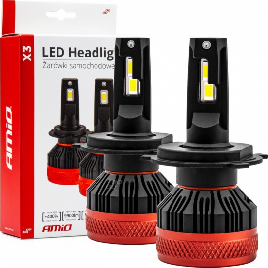 Amio LED Headlights X3 Series H4/H19 AMiO-02979