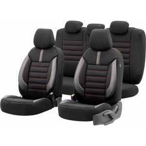 Otom Car seat covers set OTOM LIMITED 101 BLACK/RED 3-ZIP