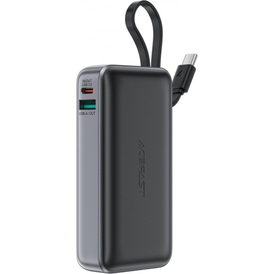 Acefast M7-10000 PD30W Powerbank with Built-in Cable - Black