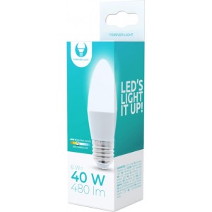 Telforceone LED bulb E27 C37 6W 4500K 480lm Forever Light