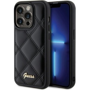 Guess case for iPhone 15 Pro 6,1" GUHCP15LPSQSQSK black HC PU Quilted Metal Logo