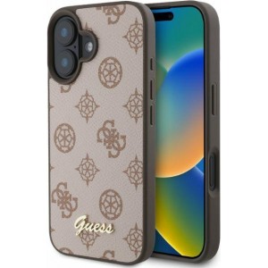 Guess case for iPhone 16 6,1" GUHMP16SPGPYSW brown hardcase Peony Script MagSafe