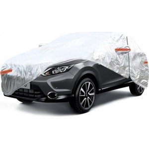 Amio ALUMINIUM CAR COVER with ZIP, REFLECTIVE, 120g + cotton,Silver, size: SUV/VAN L