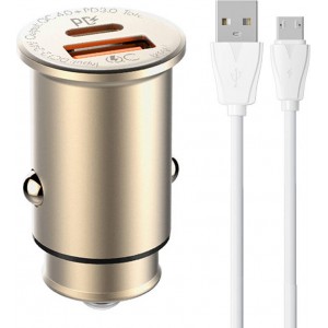 Ldnio C506Q USB, USB-C Car charger + MicroUSB Cable