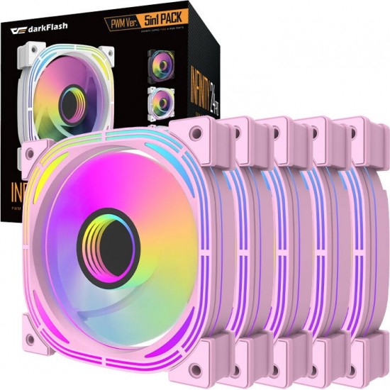 Darkflash INF24 5in1 ARGB Computer fan set (pink)