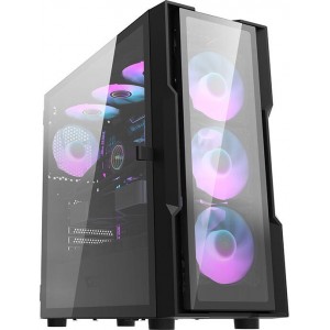 Darkflash DK431 Glass computer case (black) + 4 RGB fans