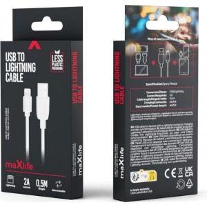 Maxlife cable USB - Lightning 0,5 m 2A white